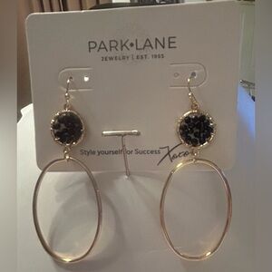 Park Lane Gold and Black Hoop Earrings
